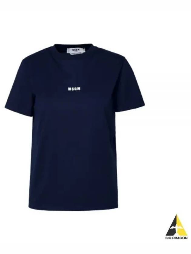 Micro Logo Cotton Short Sleeve T-Shirt Navy - MSGM - BALAAN 2