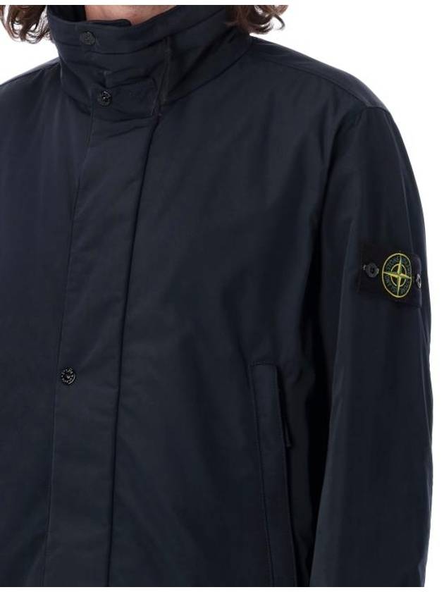 Logo Micro Twill  Zip Up Jacket Navy - STONE ISLAND - BALAAN 4