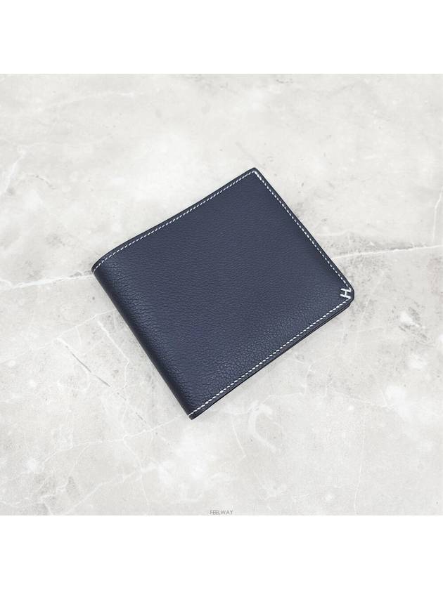 Lux You New Product H Cellier Compact Half Wallet B Engraving Evercolor Blue Nuit - HERMES - BALAAN 6