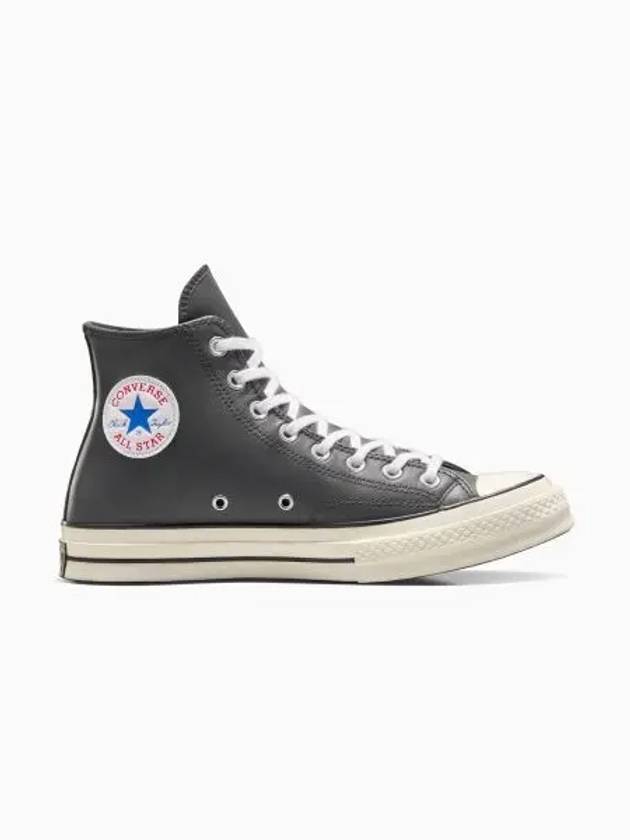 Chuck 70 Leather High Top Sneakers Charcoal - CONVERSE - BALAAN 2