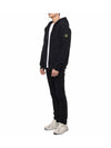 Wappen Patch Cotton Zip Up Hoodie Black - STONE ISLAND - BALAAN 5