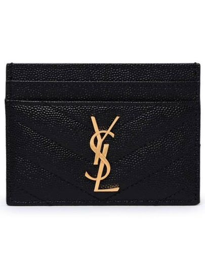 Gold Hardware Matelasse Caviar Leather Card Wallet Black - SAINT LAURENT - BALAAN 2