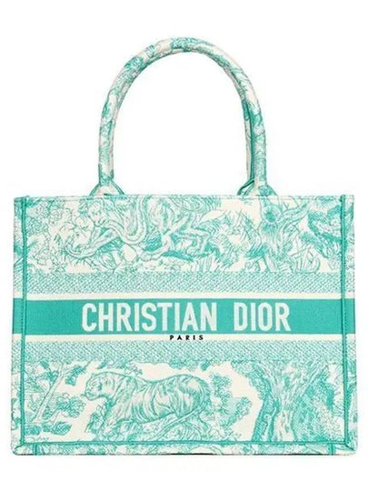 Toile De Jouy Embroidery Medium Book Tote Bag Green - DIOR - BALAAN 2