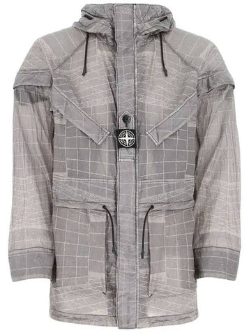 Men's Wappen Reflective Grid Lamy Windbreaker Grey - STONE ISLAND - BALAAN 1