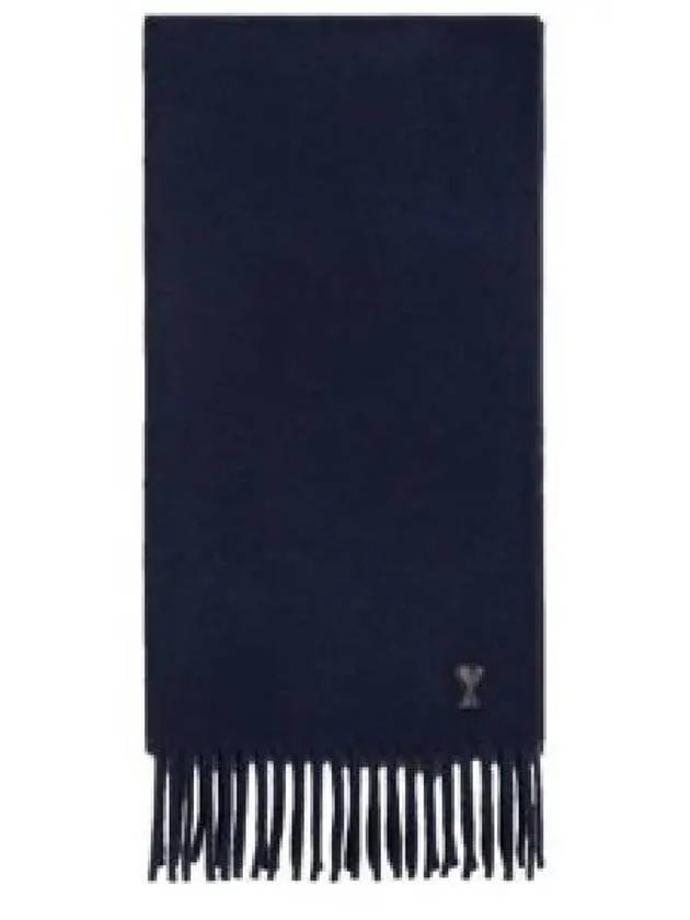 De Coeur Fringe Classic Wool Muffler Navy - AMI - BALAAN 2