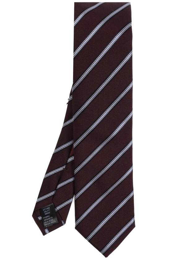 Dolce & Gabbana Silk Tie With Striped Pattern, Men's, Burgundy - DOLCE&GABBANA - BALAAN 1