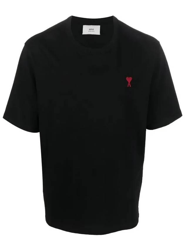 Small Heart Logo Boxy Fit Short Sleeve T-Shirt Black - AMI - BALAAN 2