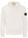 Logo Patch Drawstring Hoodie White - STONE ISLAND - BALAAN 2