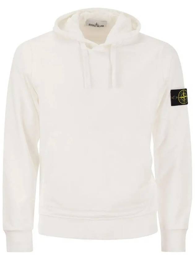 Logo Patch Drawstring Hoodie White - STONE ISLAND - BALAAN 2