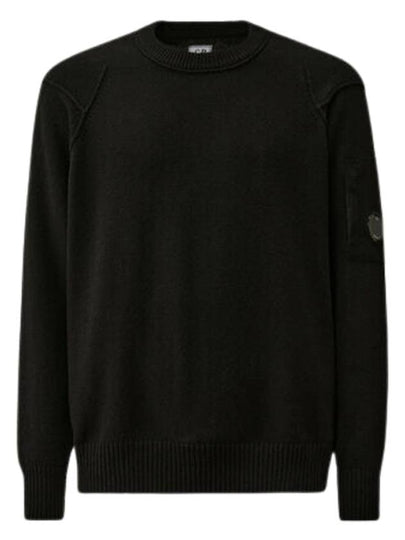 Lambswool GRS Crew Neck Knit Top Black - CP COMPANY - BALAAN 2