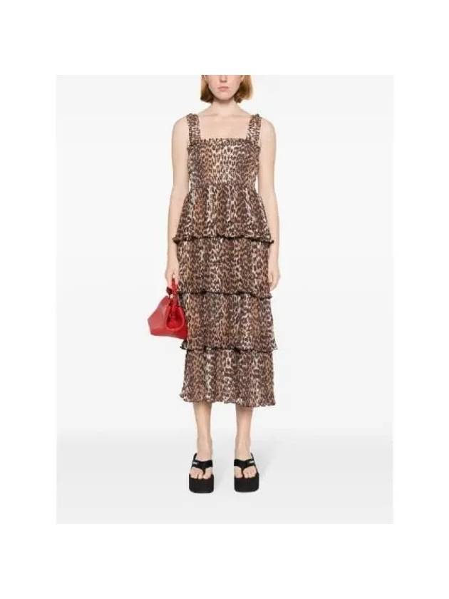 Leopard Print Midi Dress Brown - GANNI - BALAAN 3