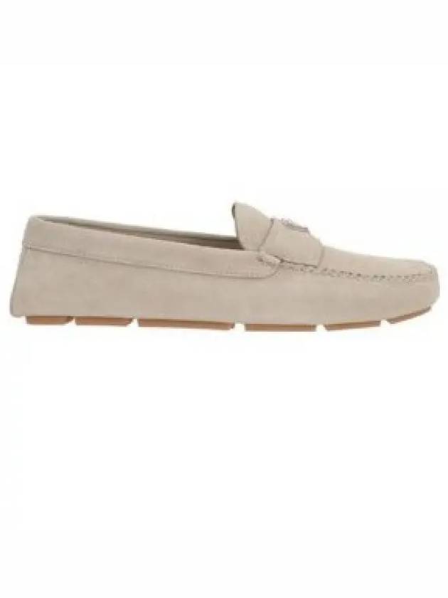 Triangle Logo Suede Driving Shoes Beige - PRADA - BALAAN 2