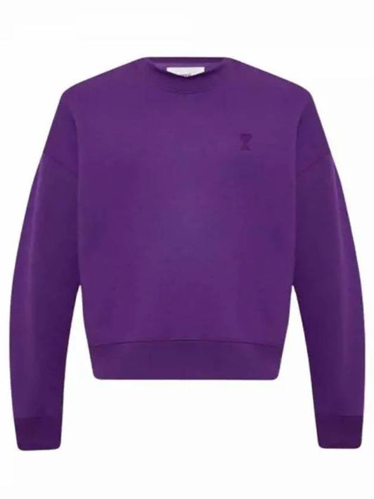 Tonal Heart Crew Neck Sweatshirt Purple - AMI - BALAAN 2