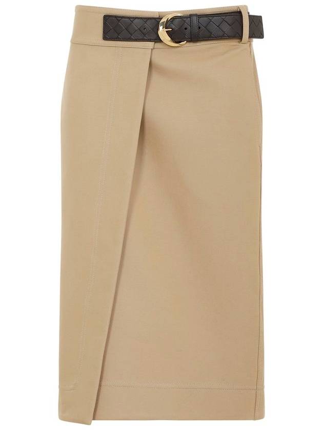 Belted Midi H-Line Skirt Nude - BOTTEGA VENETA - BALAAN 2