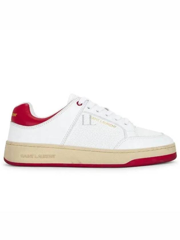 Logo Calf Leather Low Top Sneakers White - SAINT LAURENT - BALAAN 2