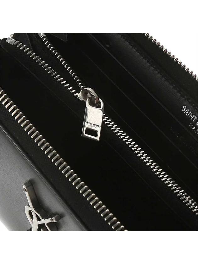 Monogram Silver Logo Zip Around Long Wallet Black - SAINT LAURENT - BALAAN 5