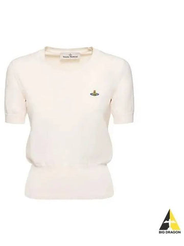 Vivienne Westwood Women s Bea Knit Short Sleeve Top Cream Black 1803002Q Y0010 - VIVIENNE WESTWOOD - BALAAN 1