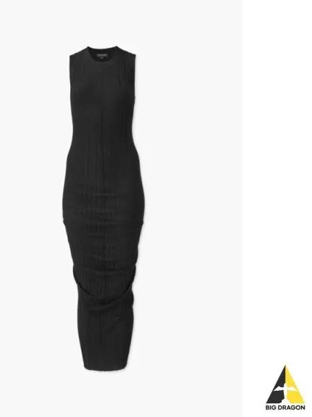 Gauge Fine Ribbed Merino Twist Dress Black MJDAM24003BKX - MARC JACOBS - BALAAN 1