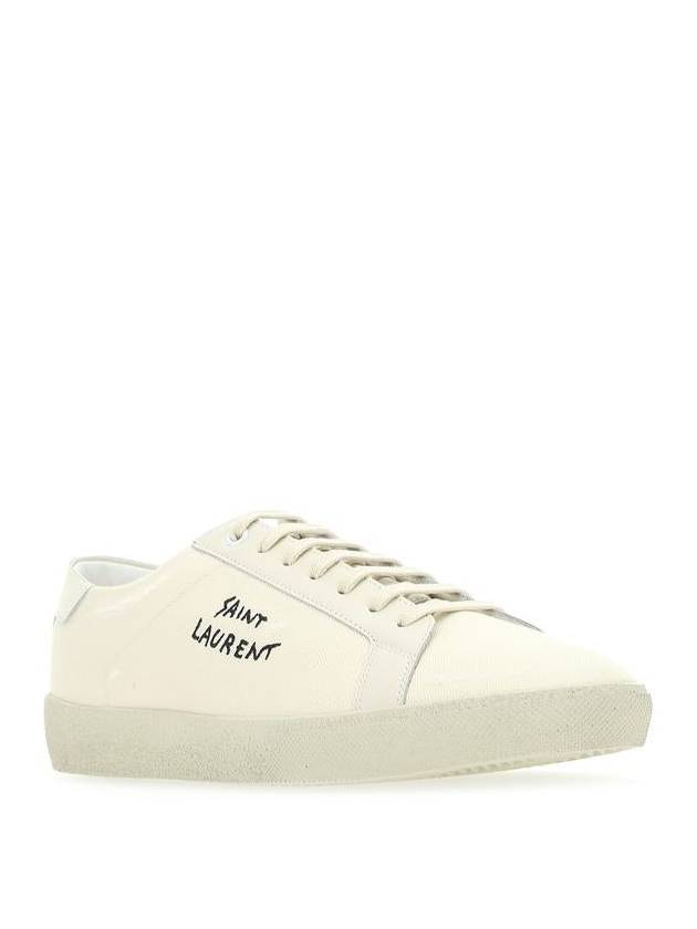 Court Classic SL/06 Embroidered Sneakers In Canvas And Leather Cream - SAINT LAURENT - BALAAN 3