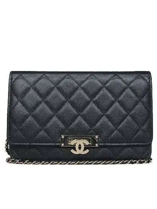 COCO gold logo black caviar quilting WOC cross bag - CHANEL - BALAAN 1