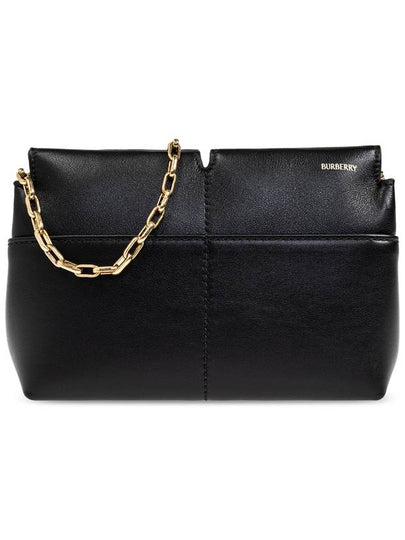 Snip Chain Leather Clutch Bag Black - BURBERRY - BALAAN 2