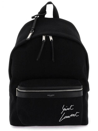 Embroidered City Canvas Backpack Black - SAINT LAURENT - BALAAN 2