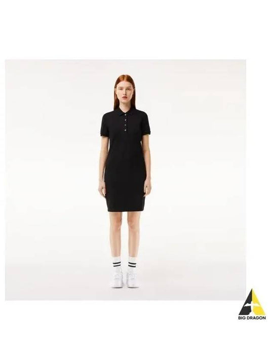 Women s slim fit mini pique polo dress black - LACOSTE - BALAAN 1