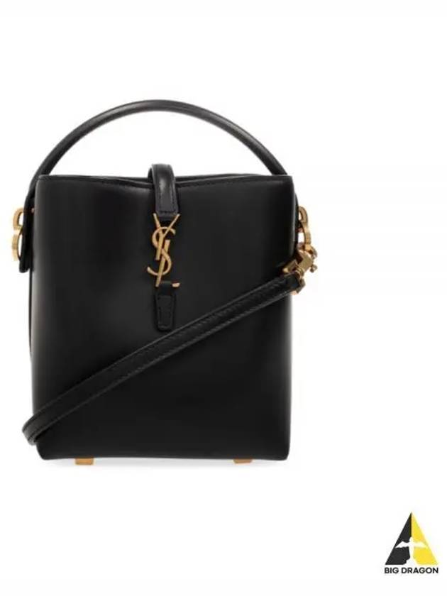 Le 37 Signature Logo Shiny Leather Small Bucket Bag Black - SAINT LAURENT - BALAAN 2