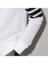 4 Bar Open Raschel Stitch V Neck Cardigan White - THOM BROWNE - BALAAN 5