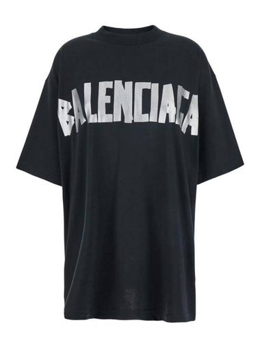 Tape Type Short Sleeve T-Shirt Black - BALENCIAGA - BALAAN 1