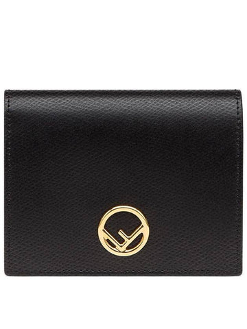 compact leather bifold wallet black - FENDI - BALAAN 1