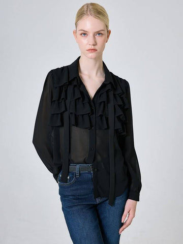 layered ruffle see through blouse black JE7PBLA02F - JBYRARA - BALAAN 1