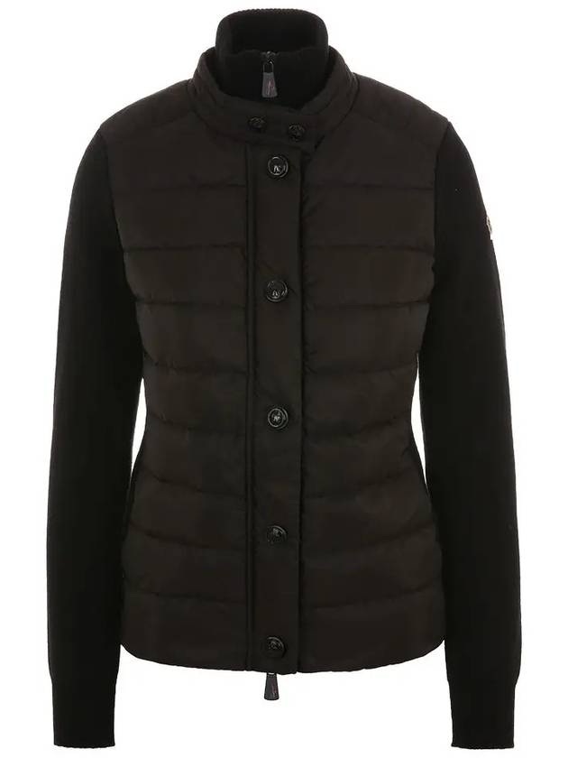 Padded Wool Cardigan Black - MONCLER - BALAAN 3