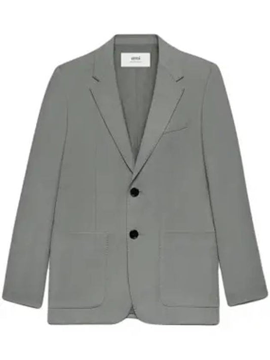 Tailored Single Breasted Blazer Jacket Grey - AMI - BALAAN 1