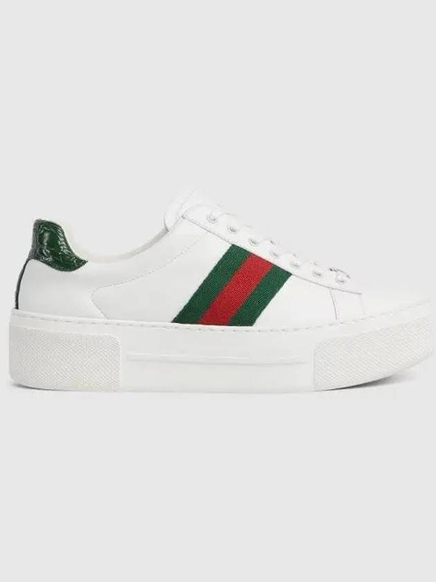 Women's Leather Low Top Sneakers White - GUCCI - BALAAN 1