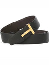 Men's Gold T Buckle Double Sided Belt Brown Black - TOM FORD - BALAAN 4