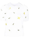 Bird Bee Milano Cotton Intarsia Short Sleeve T-Shirt White - THOM BROWNE - BALAAN 3