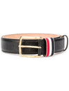 Men's Three Stripes Tab Pebbled Leather Belt Black - THOM BROWNE - BALAAN 2