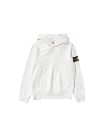 Kids Cotton Fleece Wappen Patch Hoodie White - STONE ISLAND - BALAAN 1