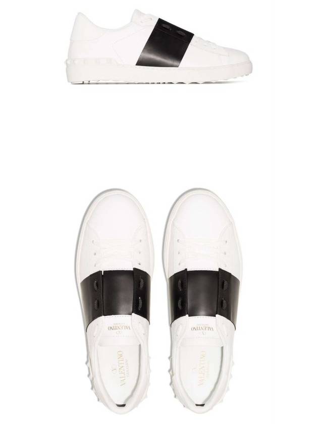 Men's Hidden Open Band Low Top Sneakers White Black - VALENTINO - BALAAN 5