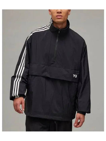 Y 3 M stripes nylon half zip up black 3S NYL HZ - Y-3 - BALAAN 1