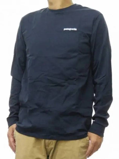 P6 Logo Responsibili Long Sleeve T-Shirt Birch Navy - PATAGONIA - BALAAN 2