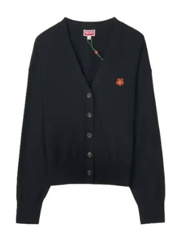 Balk Flower Wool Cardigan Black - KENZO - BALAAN 1