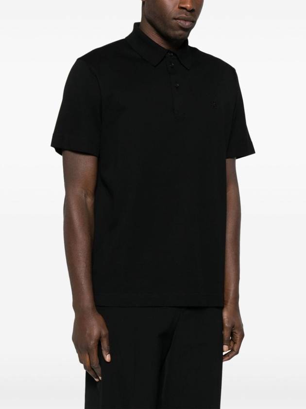 Embroidered Logo Cotton Polo Shirt Black - GIVENCHY - BALAAN 4