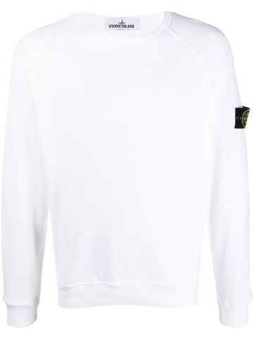 Logo Wappen Washed Raglan Sweatshirt White - STONE ISLAND - BALAAN 1