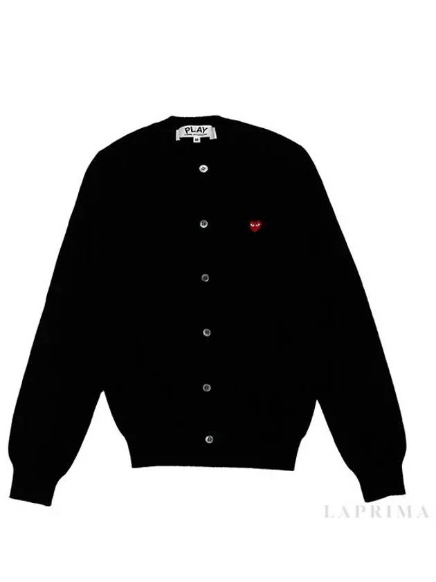 Comme des Gar ons Small Red Heart Wappen Cardigan P1N079 BLACK - COMME DES GARCONS PLAY - BALAAN 4