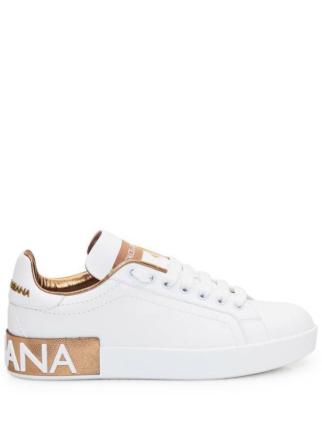 Metallic Logo Low Top Sneakers White - DOLCE&GABBANA - BALAAN 2