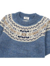 Triomphe Fair Isle Wool Knit Top Light Blue - CELINE - BALAAN 4