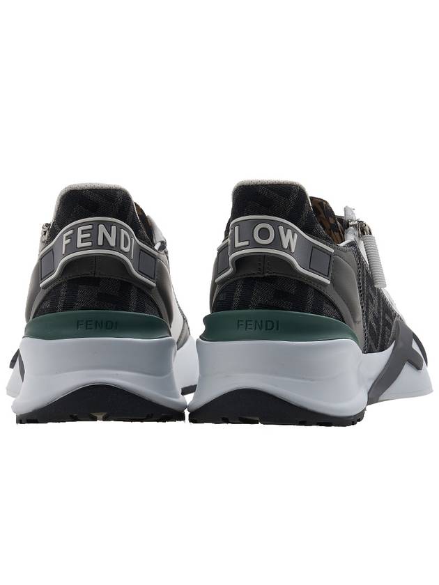 Flow FF Jacquard Leather Running Low Top Sneakers Grey - FENDI - BALAAN 5