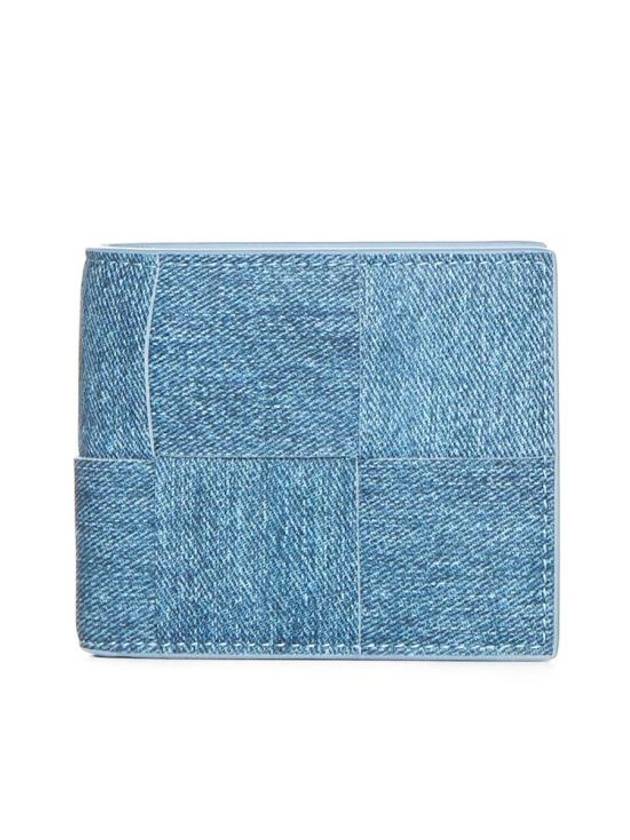 Men’s Cassette Bifold Half Wallet Blue Melange - BOTTEGA VENETA - BALAAN 1